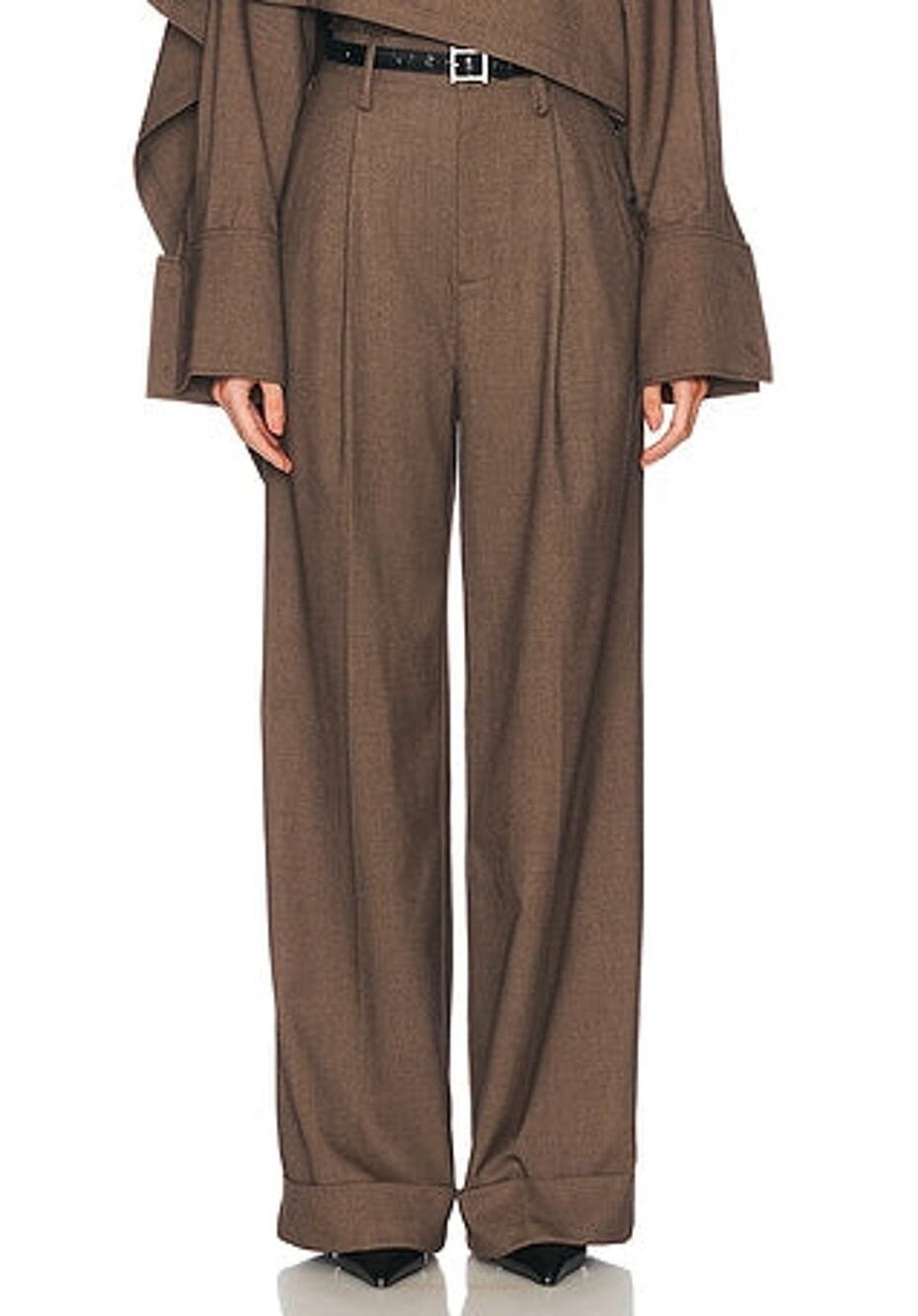Helsa The Paperbag Trouser in Cocoa Melange - XXS